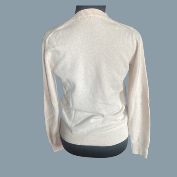 Women's Cream Cashmere Sweater - Picture 2 of 3